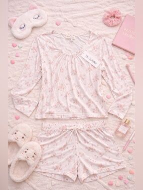 78 & Sunny Sweet Dreams Sleep Set Playful Kittens Cream Pajama Set S/M NWT